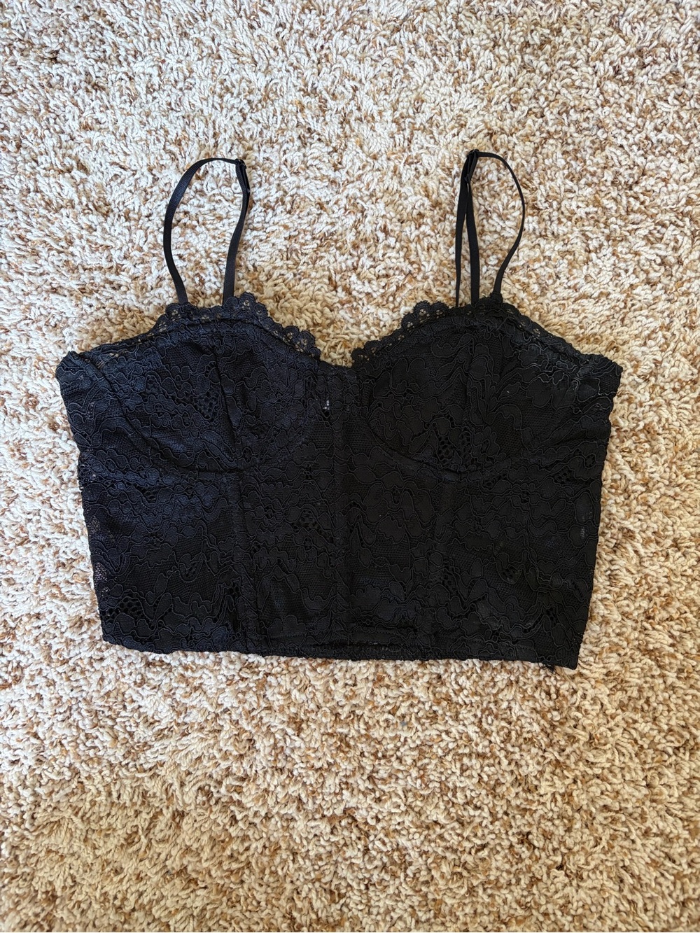 Zara Black Lace Bodice Top Sz M
